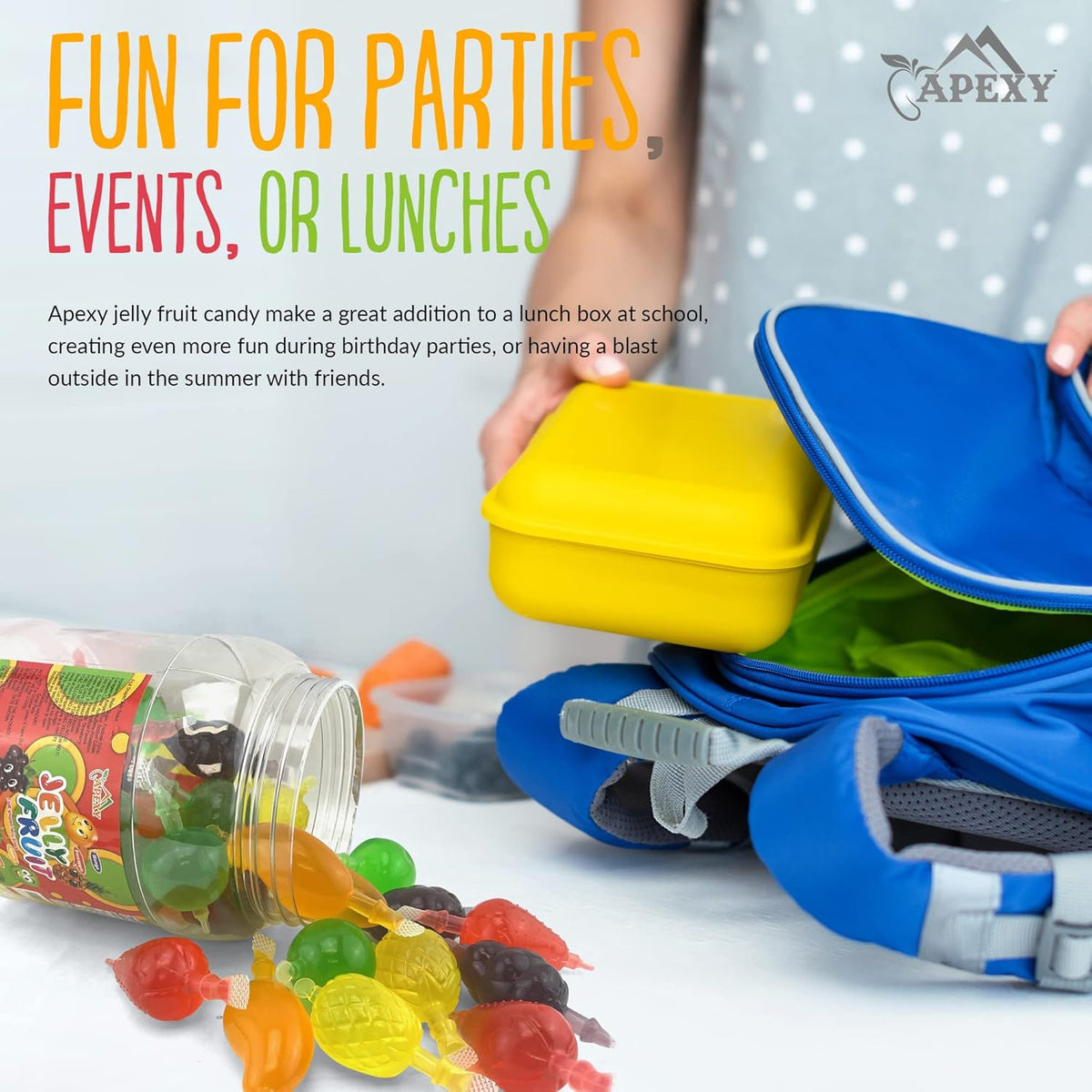 Apexy Jelly Fruit – Low Sugar Guilt Free Candy for Health Conscious Parents, 10 Calories per Serving