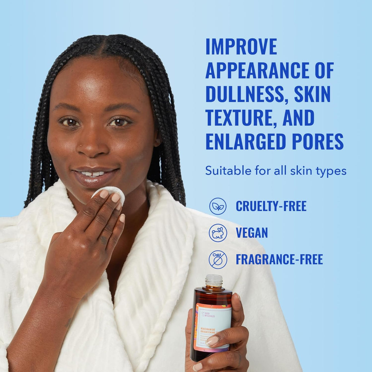 application versatility: cotton pad sweep or palm pat