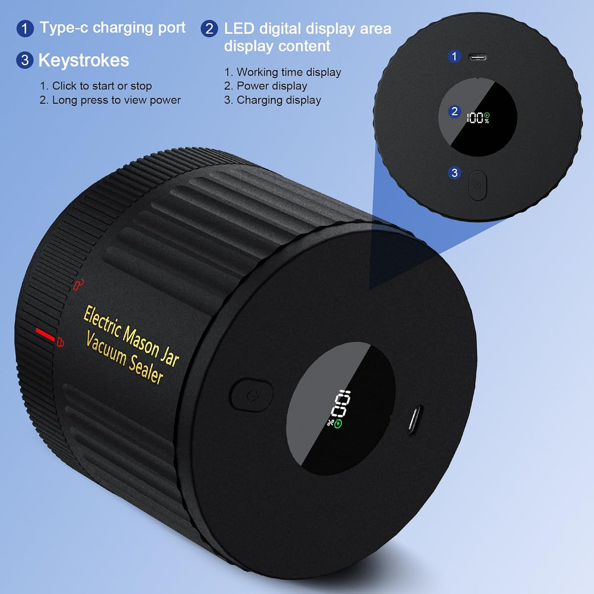 approximate 40-second vacuum cycle per jar for fast batch sealing