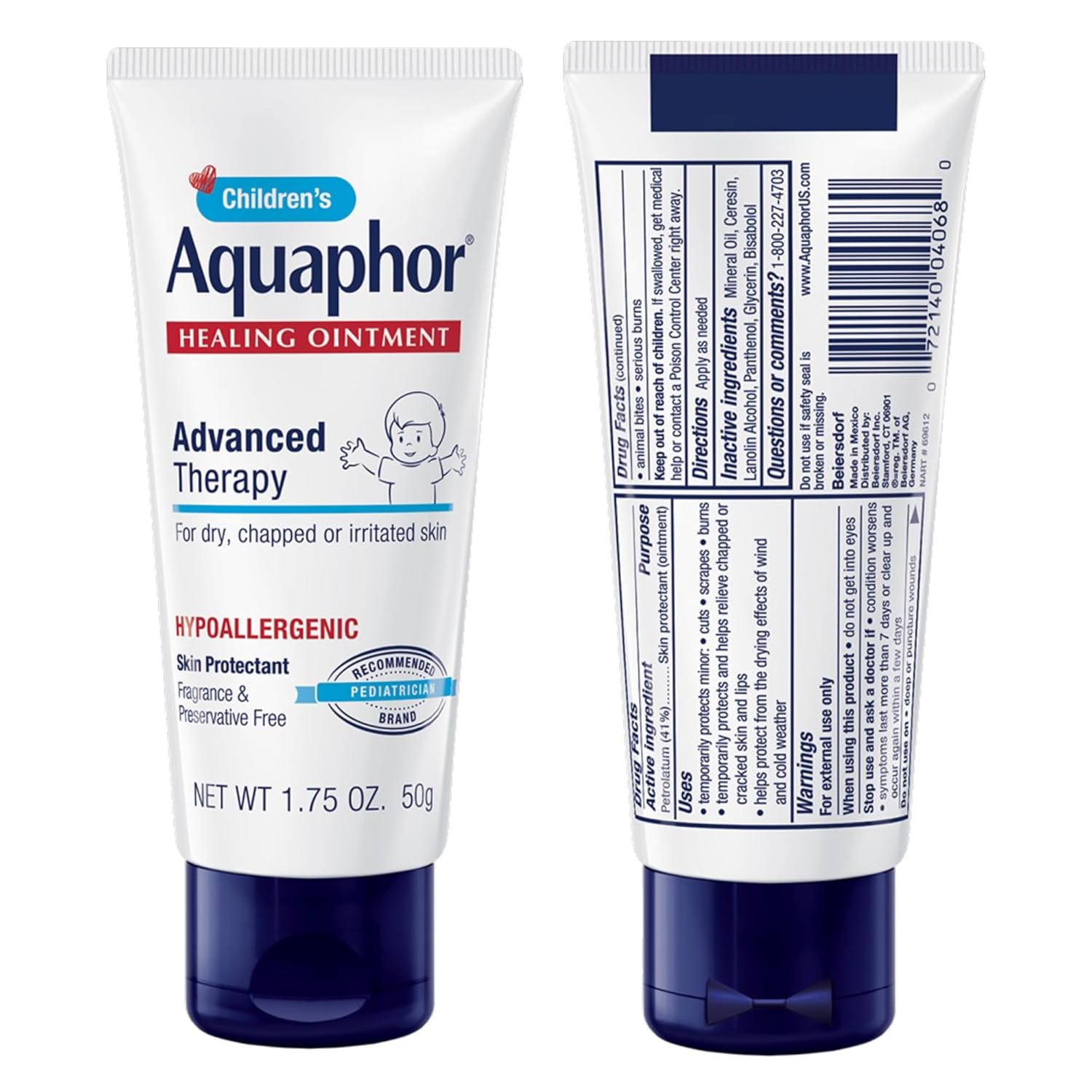 Aquaphor Children's Advanced Therapy Healing Ointment – Travel Size 1.75 Oz Skin Protectant for Camping, Hiking and Family Vacation First Aid