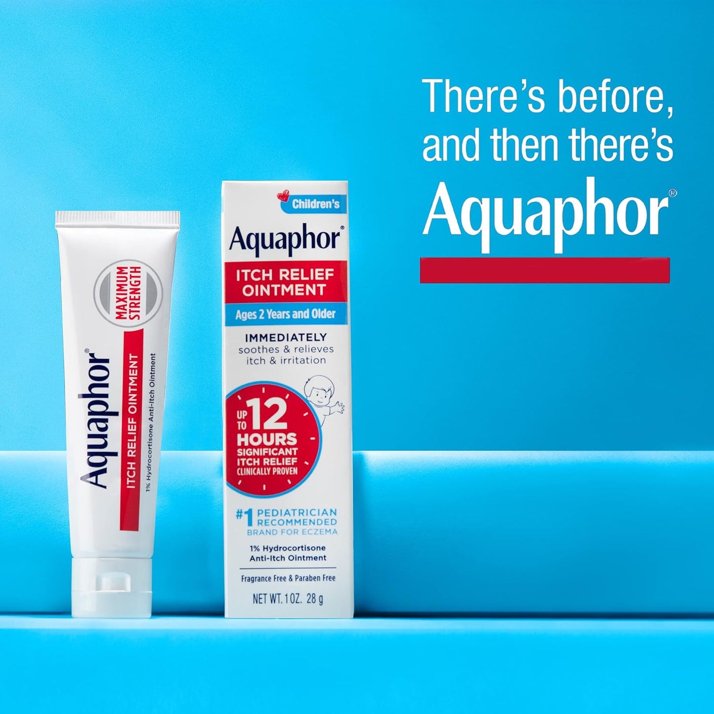 Aquaphor Children's Itch Relief Ointment for Sensitive Skin – Fragrance Free, Paraben Free, Hypoallergenic 1% Hydrocortisone Anti-Itch Cream, 1 Oz, Pack of 2