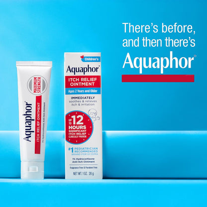 Aquaphor Children's Itch Relief Ointment for Sensitive Skin – Fragrance Free, Paraben Free, Hypoallergenic 1% Hydrocortisone Anti-Itch Cream, 1 Oz, Pack of 2