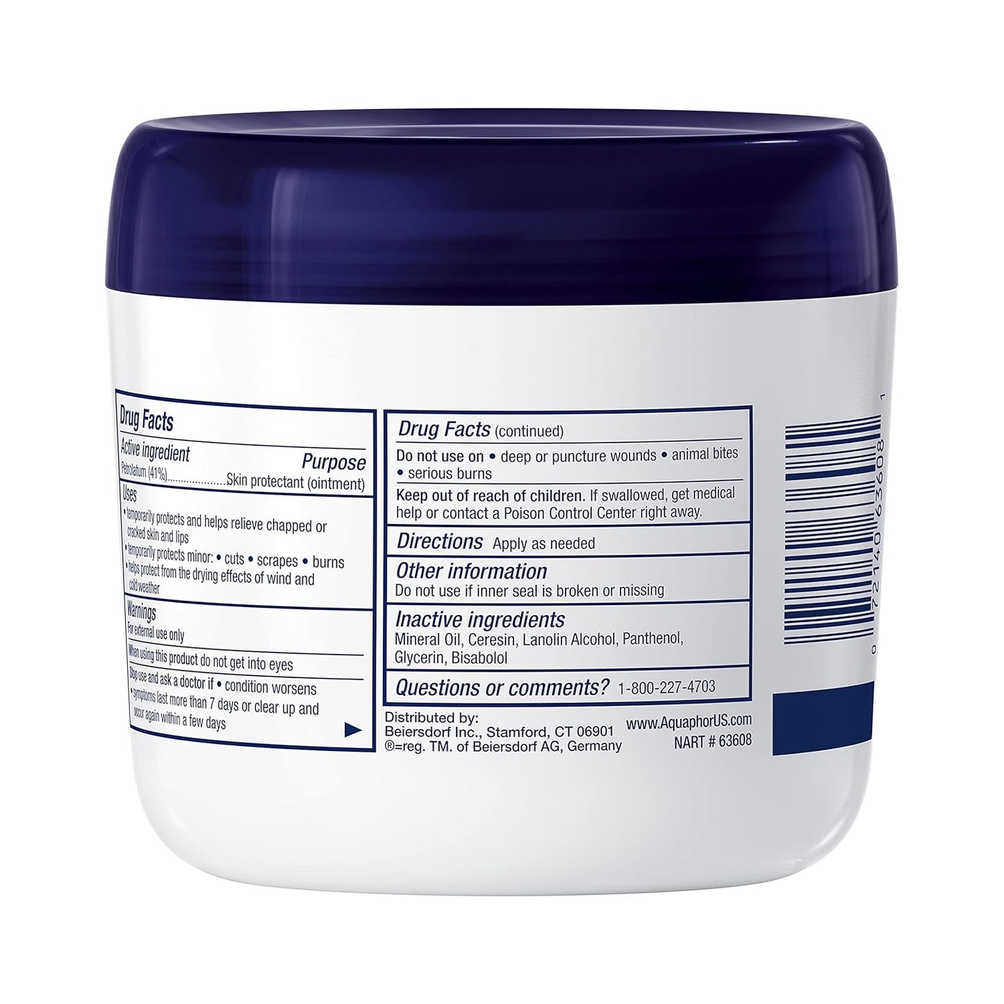 Aquaphor Healing Ointment for Nursery and Diaper Bag, Gentle Skin Protectant for Baby Rashes and Minor Irritations