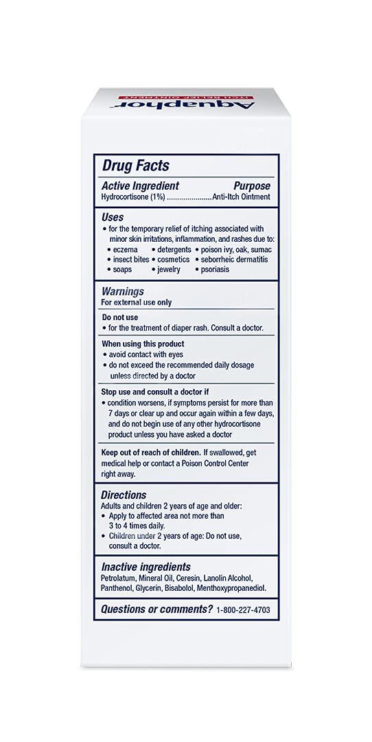 Aquaphor Itch Relief Ointment – 12-Hour Hydrocortisone Cream for Eczema & Psoriasis Flare-Up Care at Bedtime