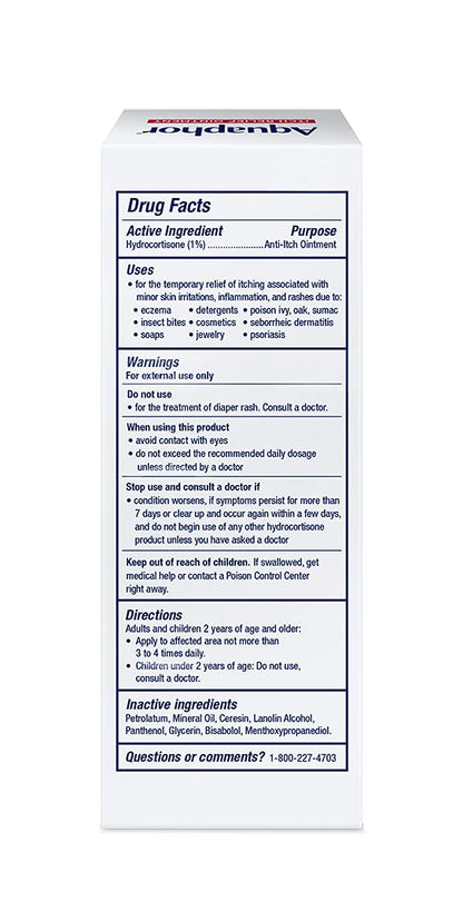 Aquaphor Itch Relief Ointment – 12-Hour Hydrocortisone Cream for Eczema & Psoriasis Flare-Up Care at Bedtime
