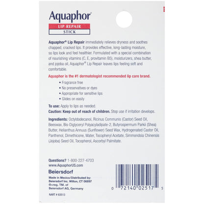 Aquaphor Lip Repair Stick with Jojoba Oil and Shea Butter – Thoughtful Stocking Stuffer Gift for Mom, Fragrance-Free 4-Pack