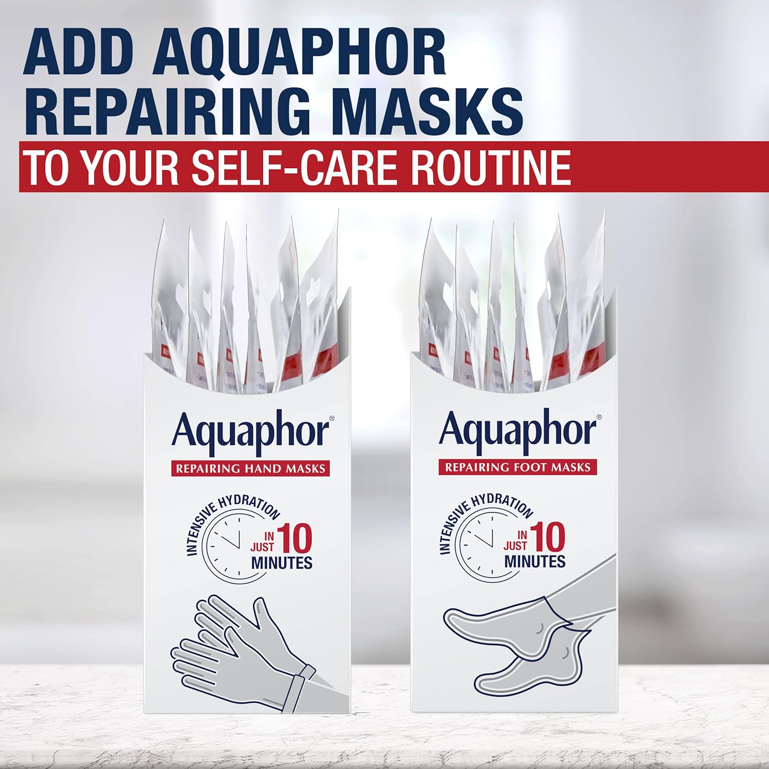 Aquaphor Repairing Foot Masks – Thoughtful Christmas Gift for Women, Pack of 6 Hydrating Sock Treatments for Dry, Cracked Heels