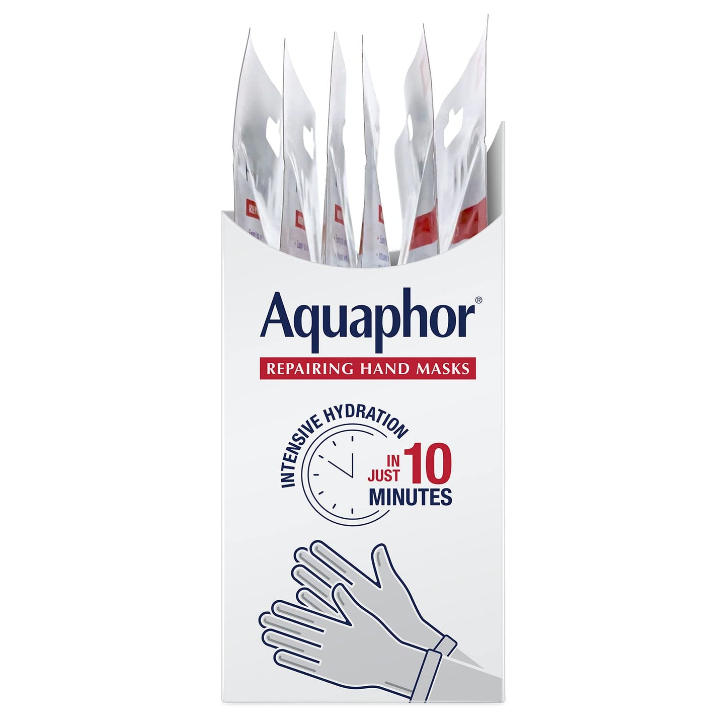 Aquaphor Repairing Hand Masks – Premium At-Home Manicure Prep Gloves, Single-Use Sachets with Avocado Oil and Shea Butter