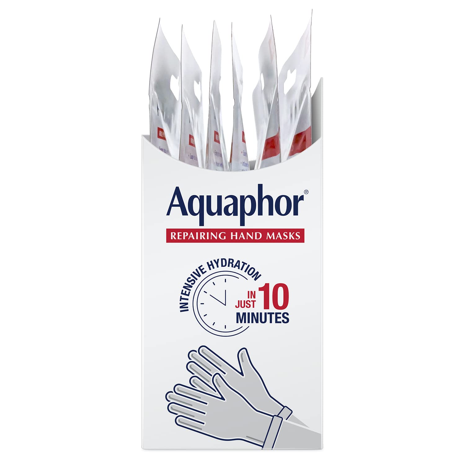 Aquaphor Repairing Hand Masks – Premium At-Home Manicure Prep Gloves, Single-Use Sachets with Avocado Oil and Shea Butter