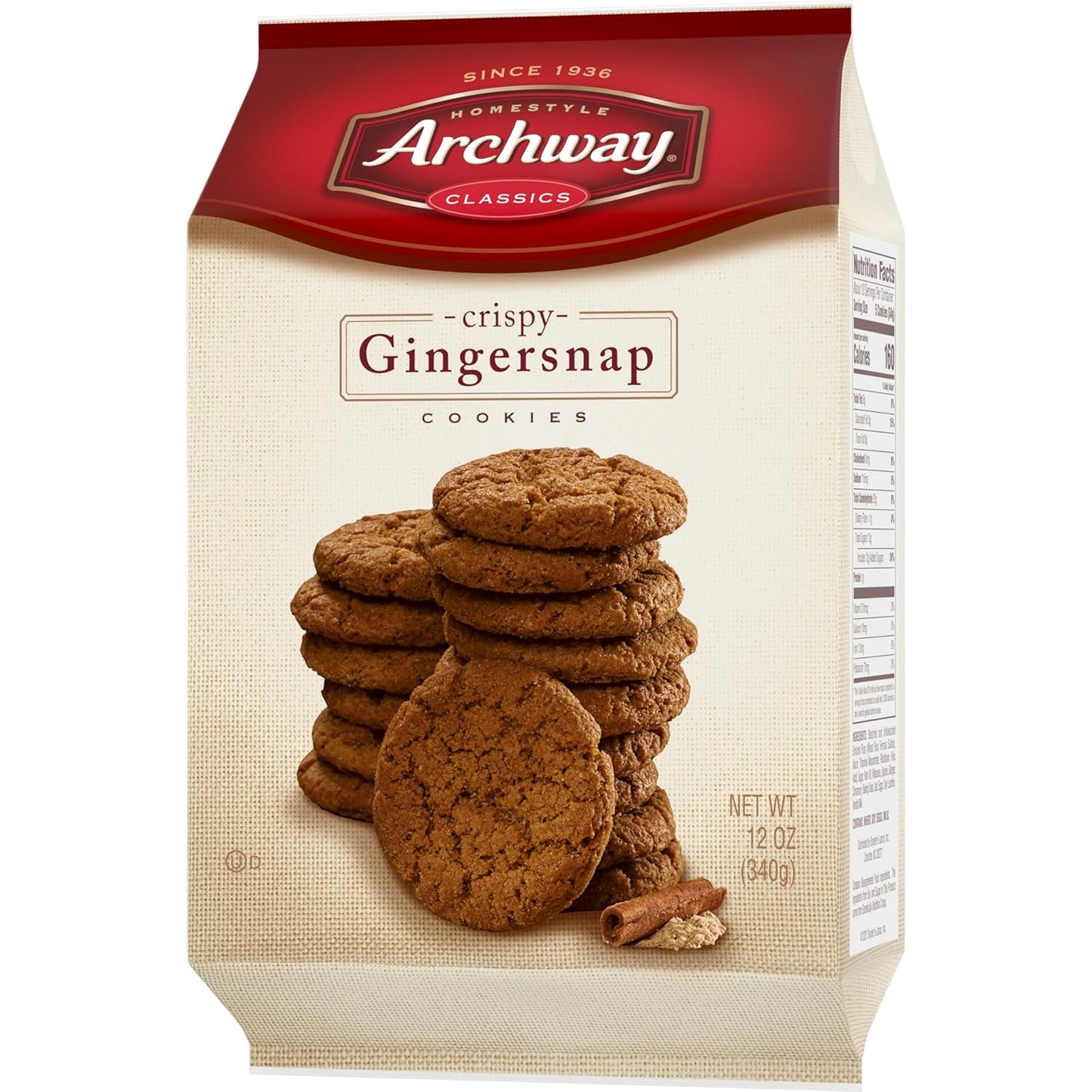 Archway Crispy Gingersnaps, 12 oz Lunchbox Snack and After-School Treat for Kids