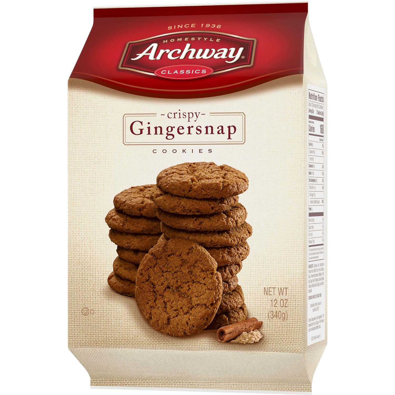 Archway Crispy Gingersnaps, 12 oz Lunchbox Snack and After-School Treat for Kids