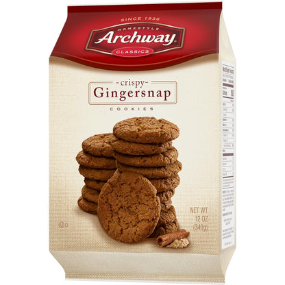 Archway Crispy Gingersnaps, 12 oz Lunchbox Snack and After-School Treat for Kids