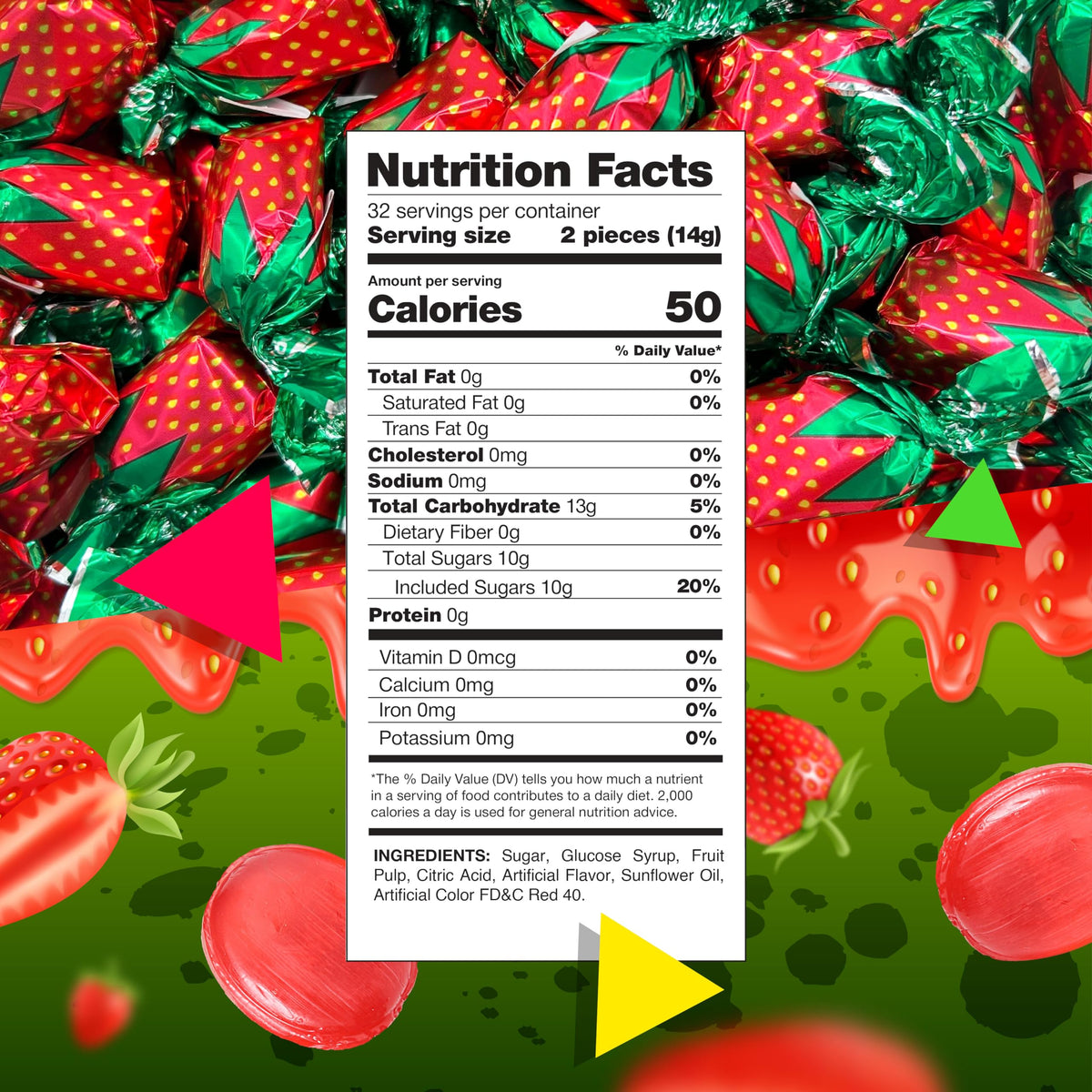 Arcor Strawberry Bon Bons Hard Candy 1 Lb Bag – Decorative Party Table Scatter and Dessert Display Pop, Individually Wrapped Red Retro Candy for Entertaining
