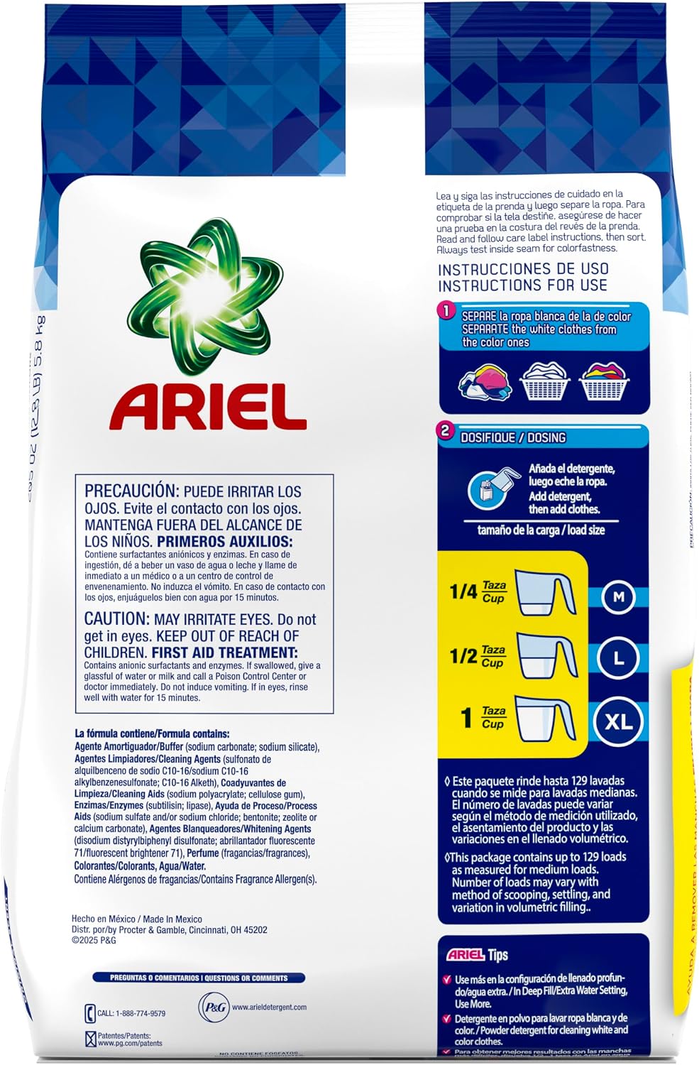 Ariel Original Scent Powder Detergent for Active Kids and Large Families, 2X Cleaning Power 5.8 kg