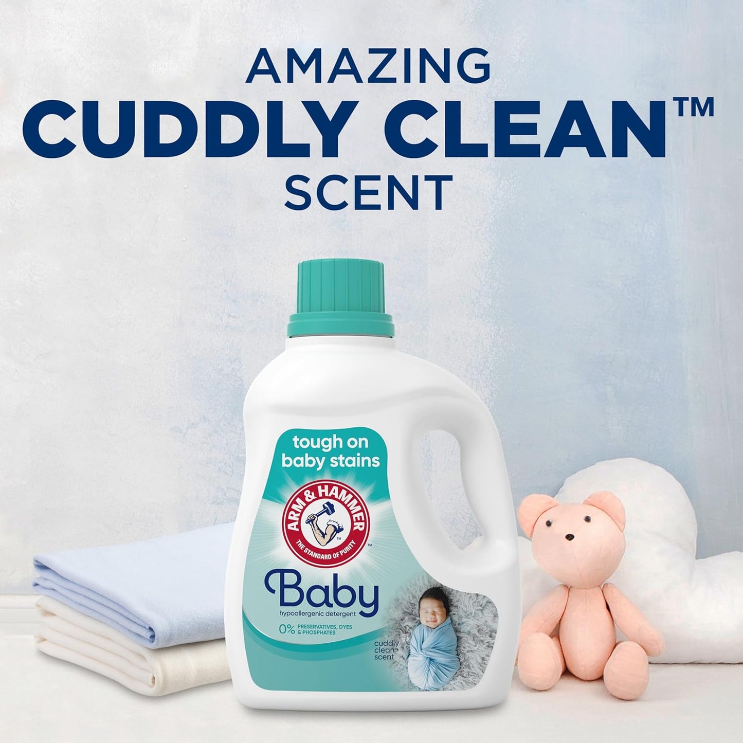 ARM & HAMMER Baby Hypoallergenic Detergent – 77 Loads, Free from Preservatives, Dyes & Parabens for Safer Home Laundry