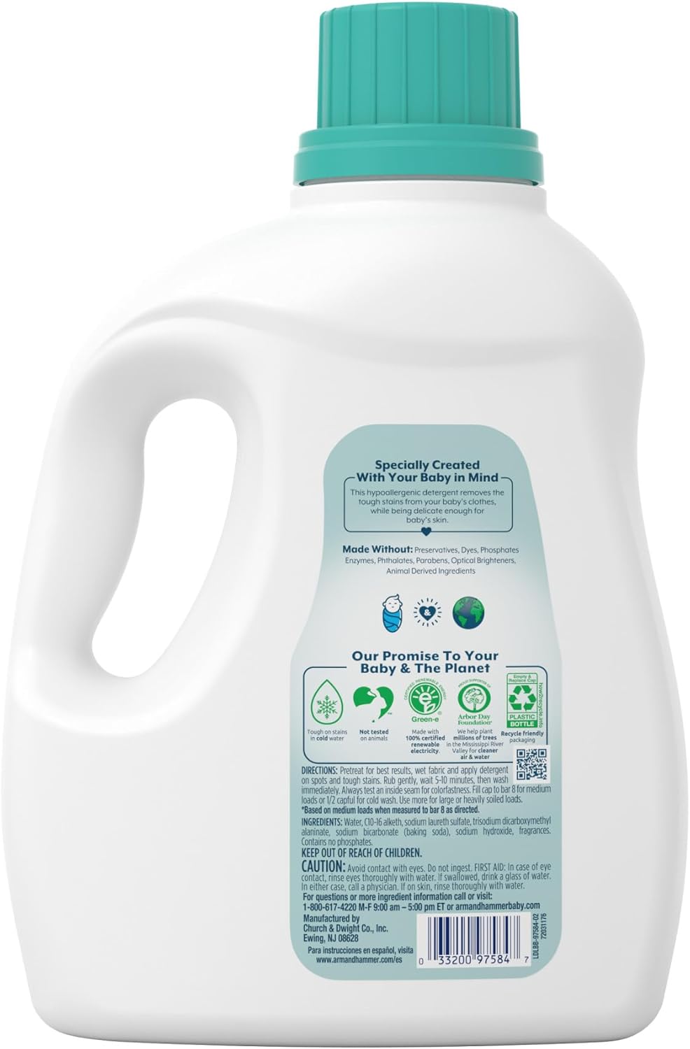 ARM & HAMMER Baby Hypoallergenic Detergent – 77 Loads, Free from Preservatives, Dyes & Parabens for Safer Home Laundry