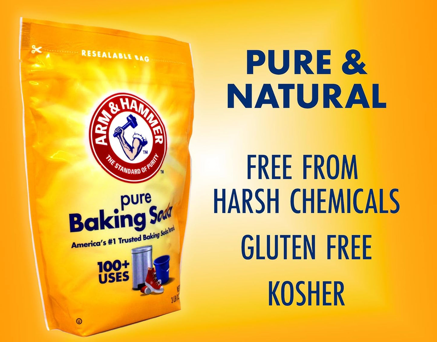 Arm & Hammer Baking Soda, 3lb Powder Bag, Natural Odor Neutralizer for a Fresher, Calmer Home