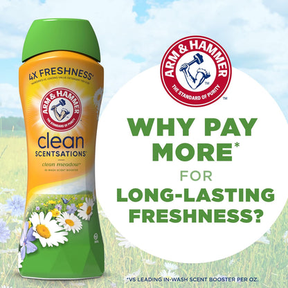 ARM & HAMMER Clean Scentsations In-Wash Scent Booster Clean Meadow – Clean-Design Laundry Essential for Uncluttered Modern Home, 24 Oz