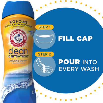 ARM & HAMMER Clean Scentsations In-Wash Scent Booster Purifying Waters – Hotel-Inspired Freshness for Styled Bedrooms