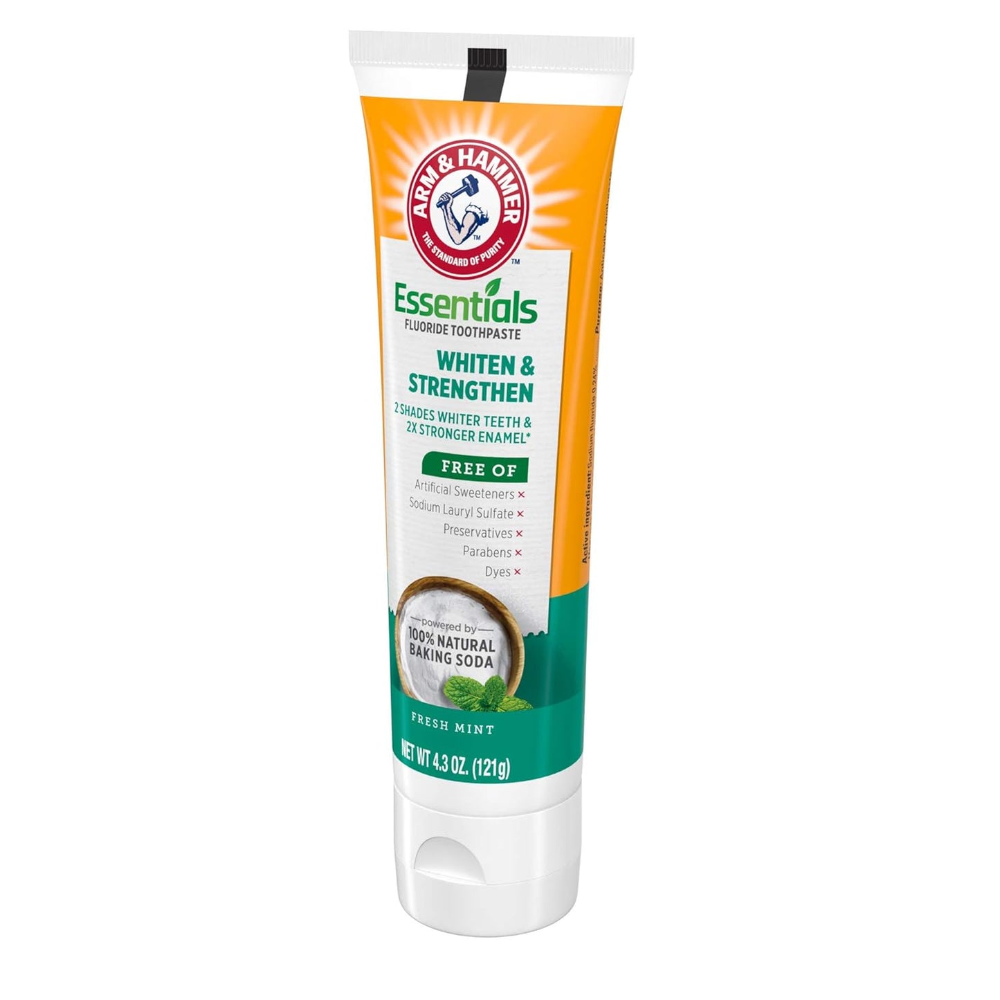 ARM & HAMMER Essentials Whiten & Strengthen Fluoride Toothpaste – Thoughtful Housewarming Gift for New Homeowners, Natural Whitening Set, 4 Pack