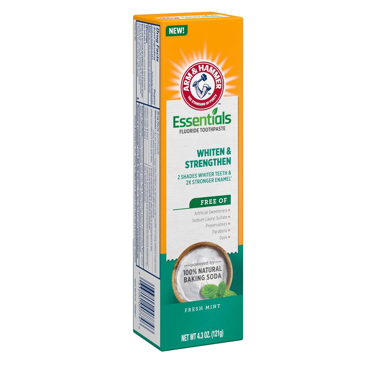 ARM & HAMMER Essentials Whiten & Strengthen Fluoride Toothpaste – Thoughtful Housewarming Gift for New Homeowners, Natural Whitening Set, 4 Pack