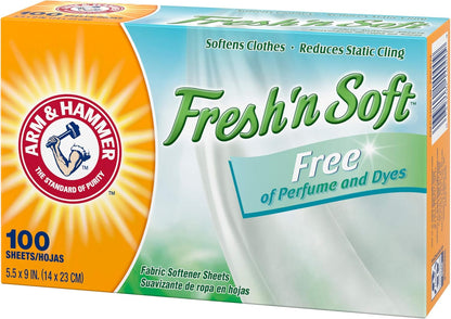 Arm & Hammer Fabric Softener Sheets – Simple Unscented Dryer Sheets for a Clean Laundry Room, 100 ct