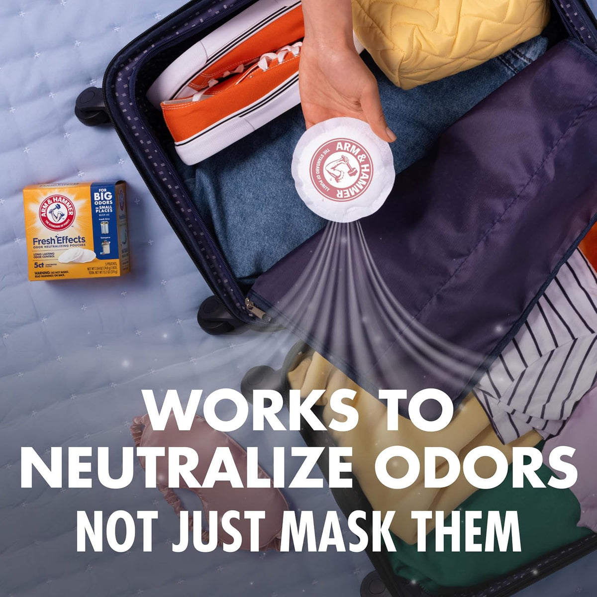 ARM & HAMMER Fresh Effects Pouches – Compact Odor Absorber for Golf Bags and Lockers