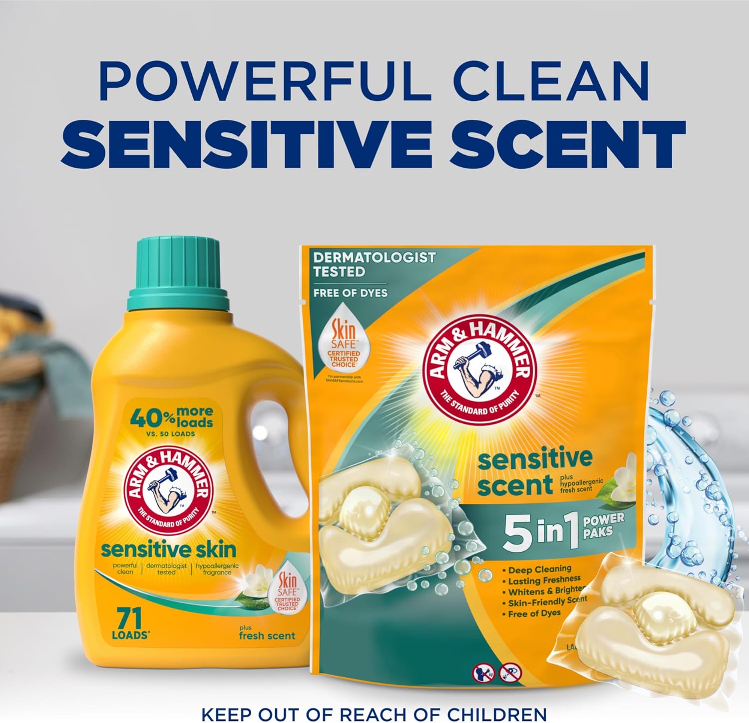 Arm & Hammer Fresh Scent 5-in-1 Laundry Pacs – Calming Eczema-Friendly Wash for Bedroom Linens and Sleep Ritual