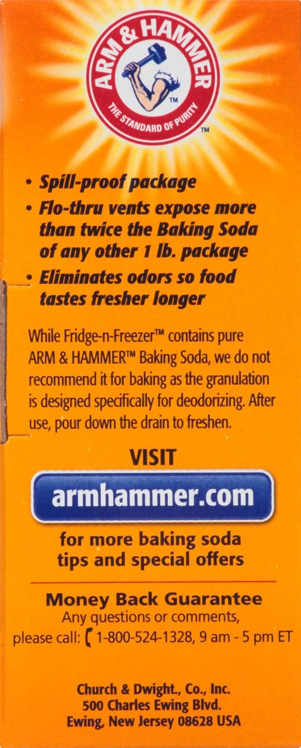Arm & Hammer Fridge-n-Freezer Odor Absorber – Clean-Air Pantry Refresh for Wellness-Minded Homes, Orange 14 oz, 24-Pack
