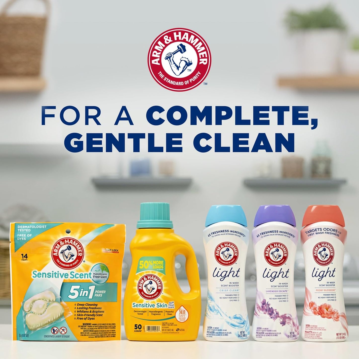 ARM & HAMMER Light In-Wash Scent Booster – Thoughtful Housewarming Gift, Eco-Friendly Peony Blossom Laundry Upgrade