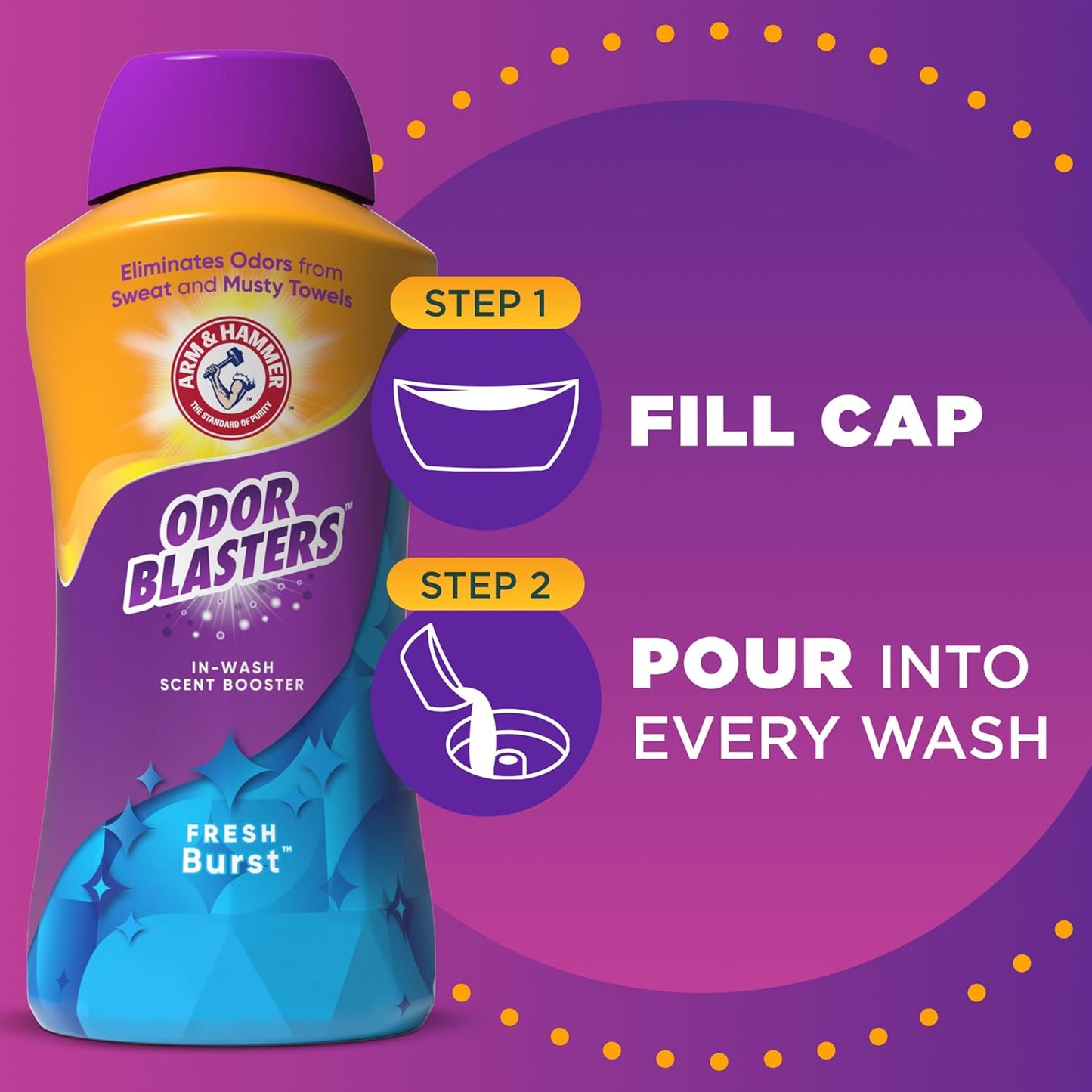 ARM & HAMMER Odor Blasters In-Wash Scent Booster, Fresh Burst Floral Laundry Gift Set for Women and Mom, Housewarming and Holiday Present 4-Pack