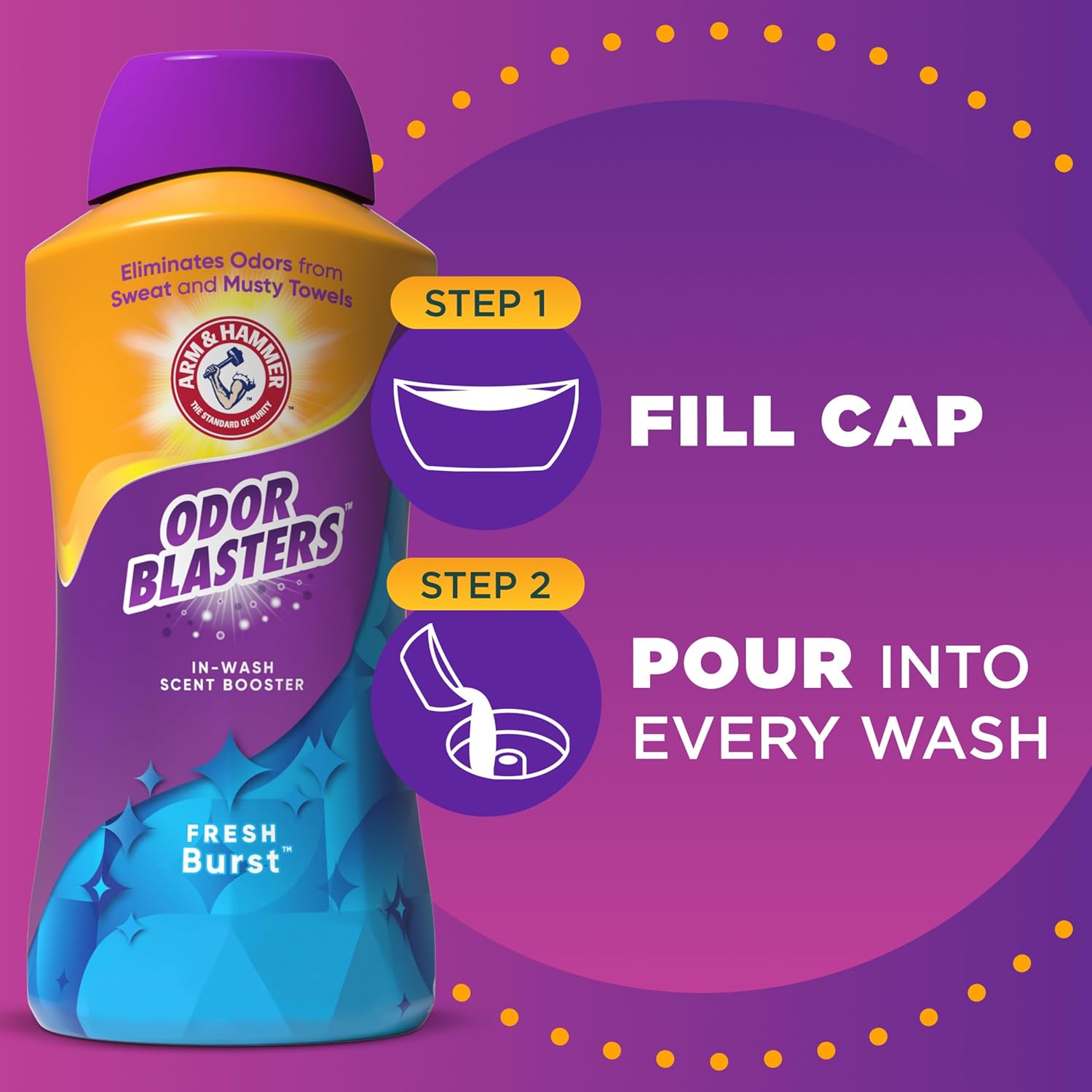 ARM & HAMMER Odor Blasters In-Wash Scent Booster, Fresh Burst Floral Laundry Gift Set for Women and Mom, Housewarming and Holiday Present 4-Pack