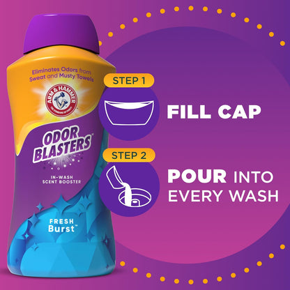 ARM & HAMMER Odor Blasters In-Wash Scent Booster, Fresh Burst Floral Laundry Gift Set for Women and Mom, Housewarming and Holiday Present 4-Pack