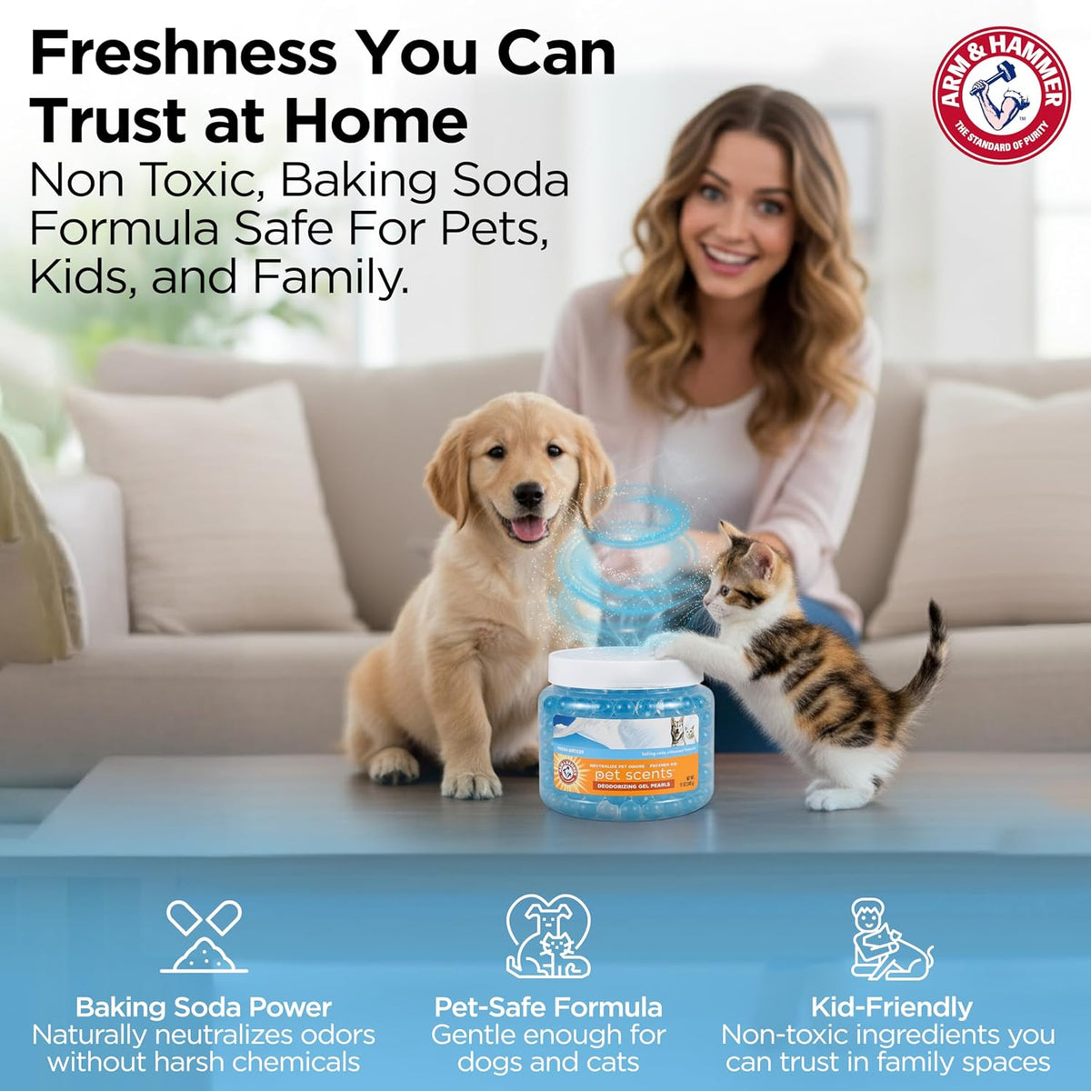 Arm & Hammer Pet Scents Deodorizing Gel Beads – Clean, Cord-Free Odor Control for Uncluttered Pet Spaces