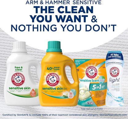 ARM & HAMMER Sensitive Skin Free & Clear Laundry Detergent – Bulk 140 Load Concentrated Formula for Efficient Large Family Laundry