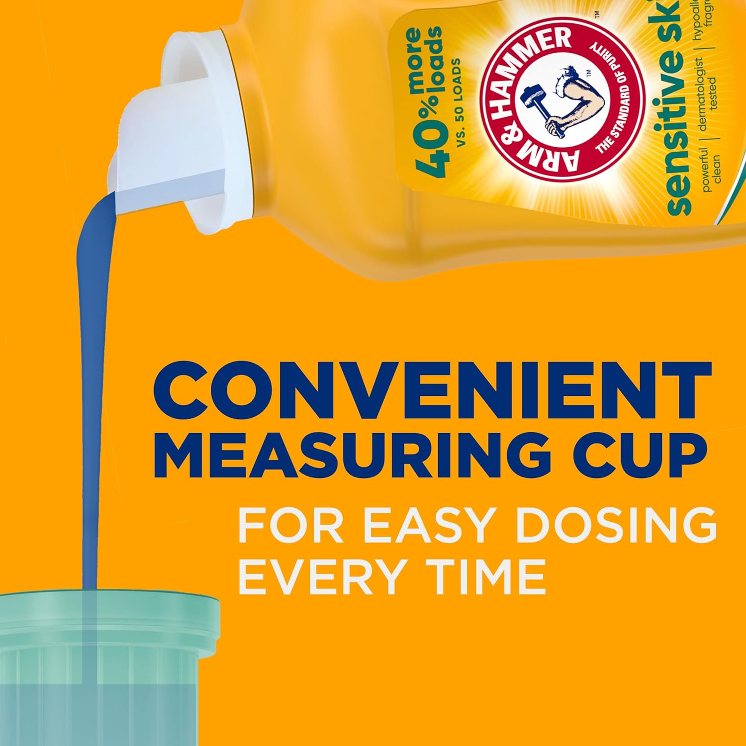 ARM & HAMMER Sensitive Skin Laundry Detergent – Clinically Tested Wash for Allergy and Dermatitis Care, 105 fl oz