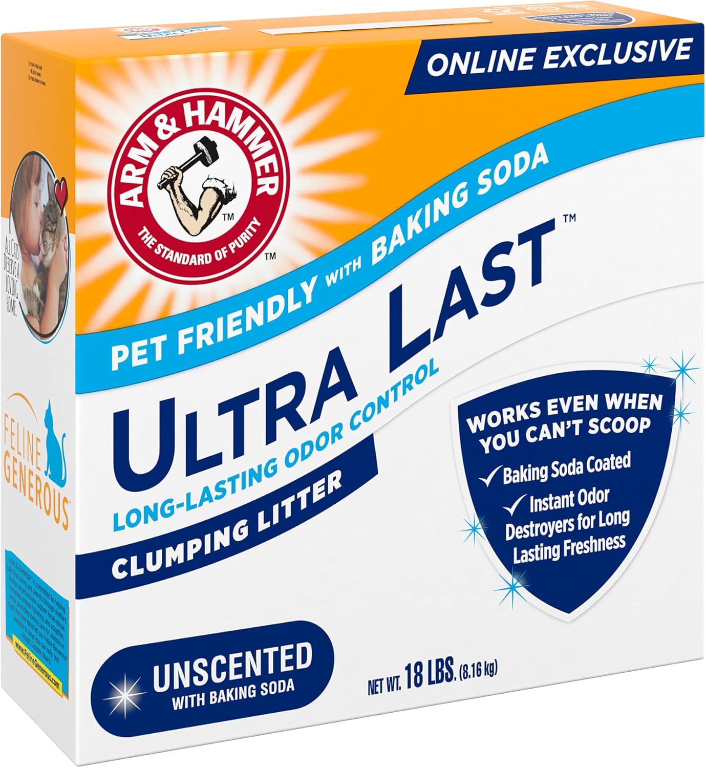 ARM & Hammer Unscented Multi-Cat Litter – Allergy Friendly Odor Neutralizing Clay for a Cleaner Wellness Routine