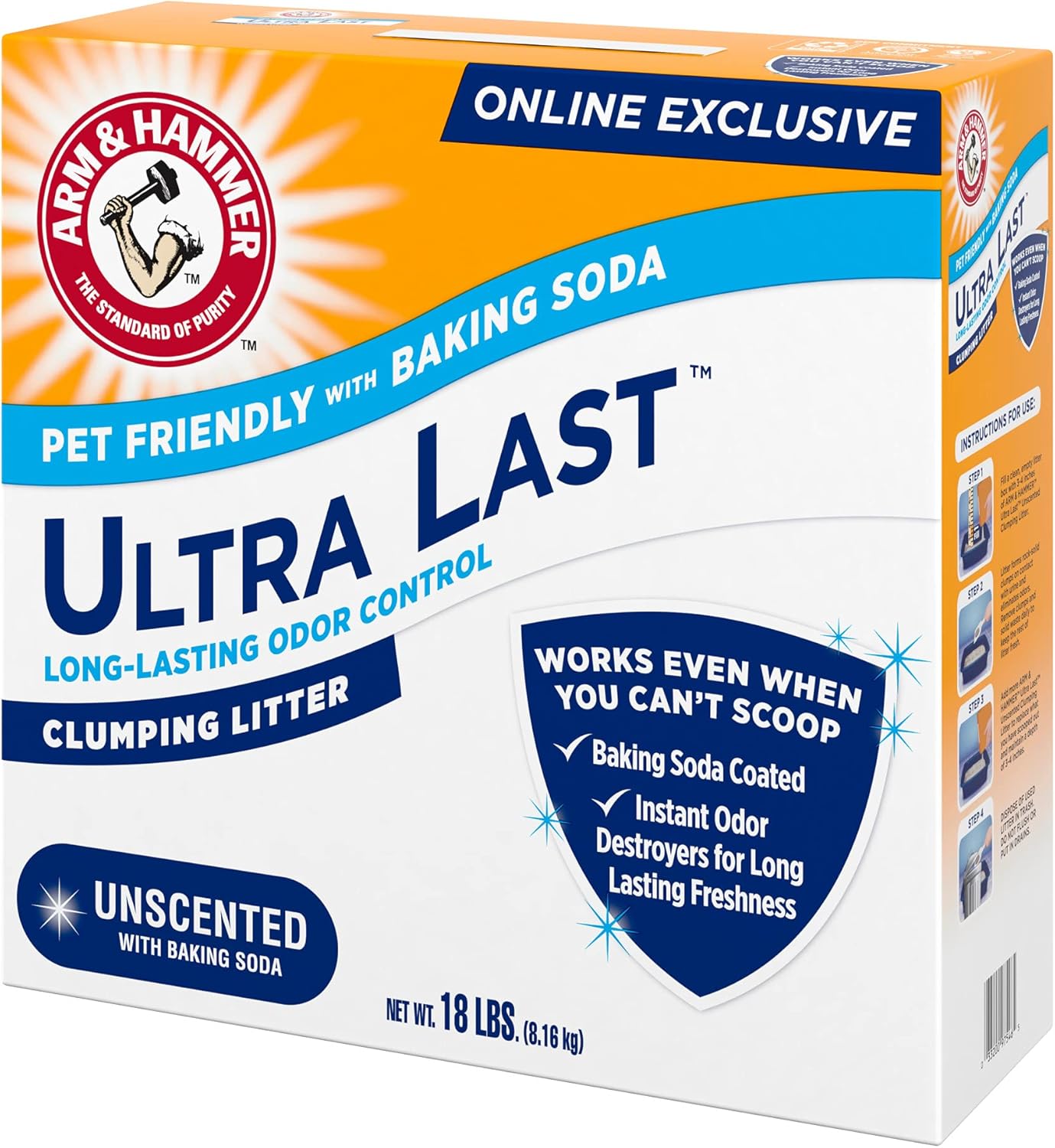 ARM & Hammer Unscented Multi-Cat Litter – Allergy Friendly Odor Neutralizing Clay for a Cleaner Wellness Routine