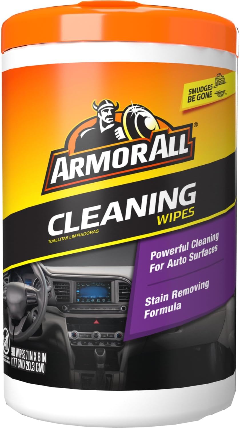 Armor All Car Cleaning Wipes for Rideshare Drivers, 90 Count Canister, Fast Back-Seat and Center Console Reset Between Riders