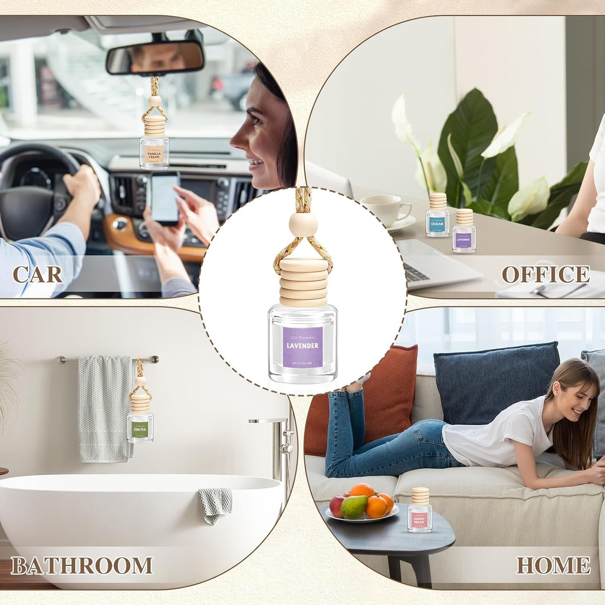 AROIC 6Pack Car Air Freshener – Hanging Essential Oil Diffuser, Thoughtful Birthday Gift for Mom and Women