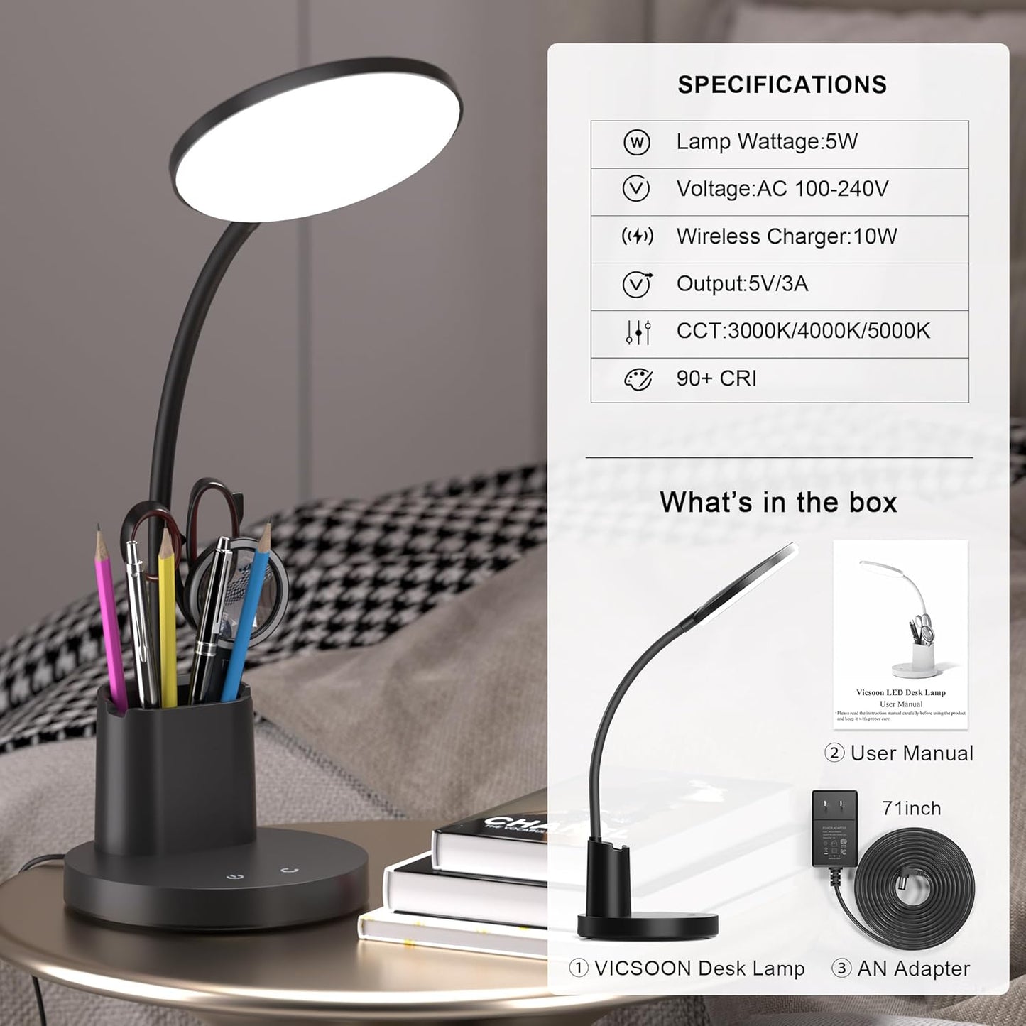 AromaX Glow – Kids Desk Lamp for Homework Time with Touch Dimming and Memory