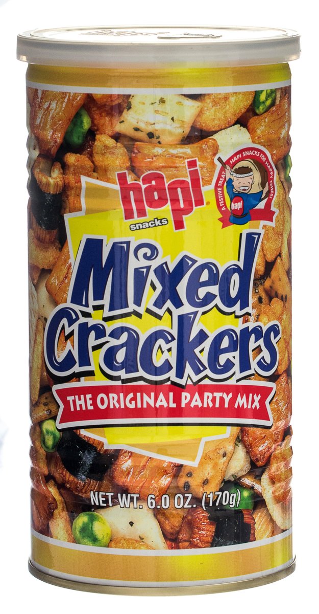 assorted mixed crackers combined in a single 6 oz can for built-in variety