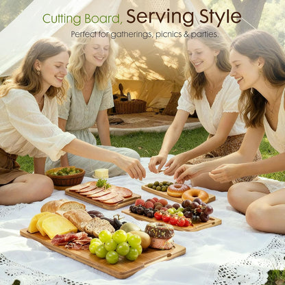 Astercook Natural Bamboo Cutting Board Trio – Effortless Everyday Organization for Capsule Kitchens, Matching Storage Stand