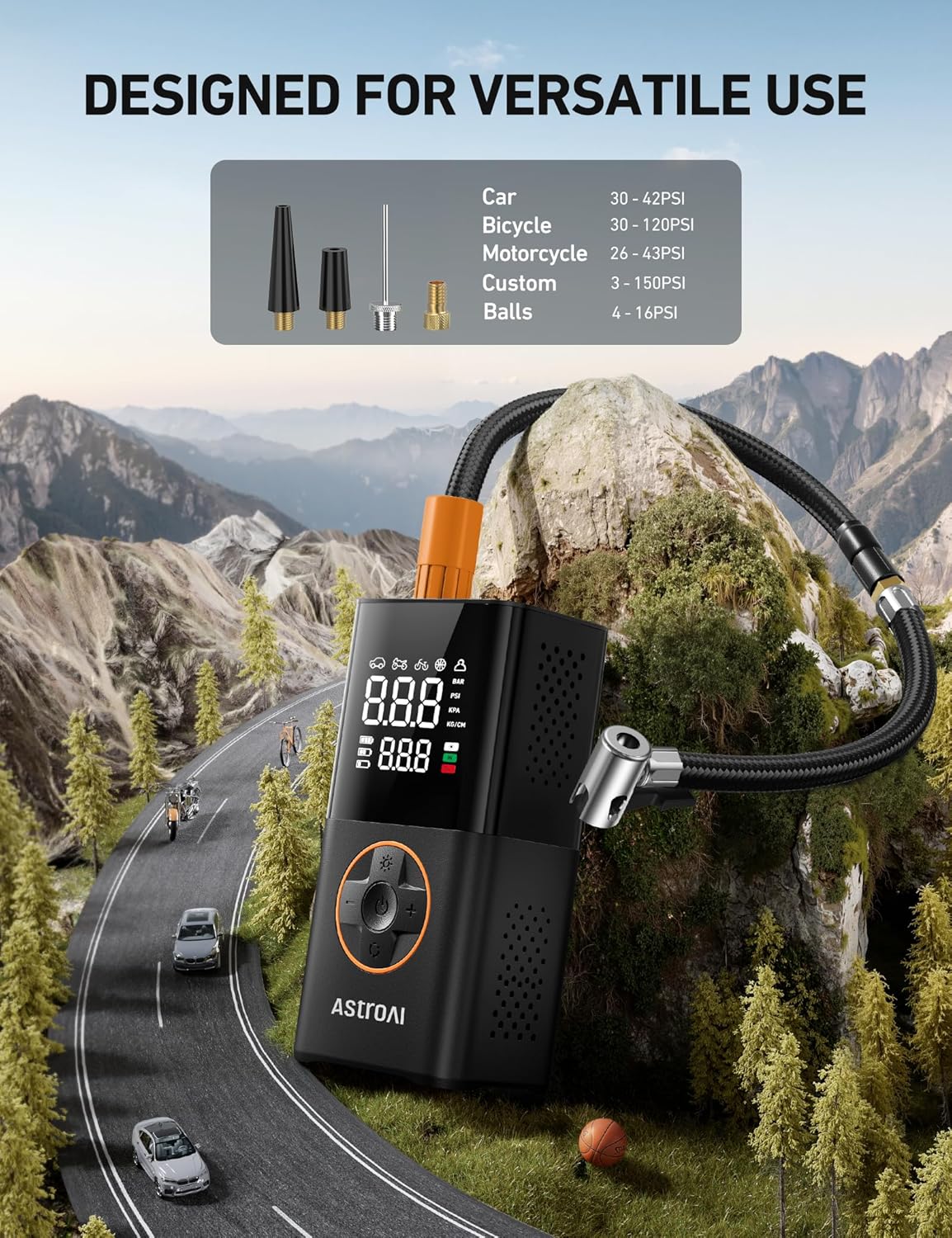 AstroAI L7 Cordless Air Compressor – RV and Campsite Tire Topper, Flashlight and Power Bank for Backcountry Travel
