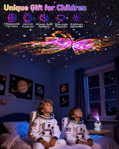 AstroLume Star Projector for Children Bedroom – Safe USB-C Night Light with 360° Rotating Magnetic Head for Boys and Girls
