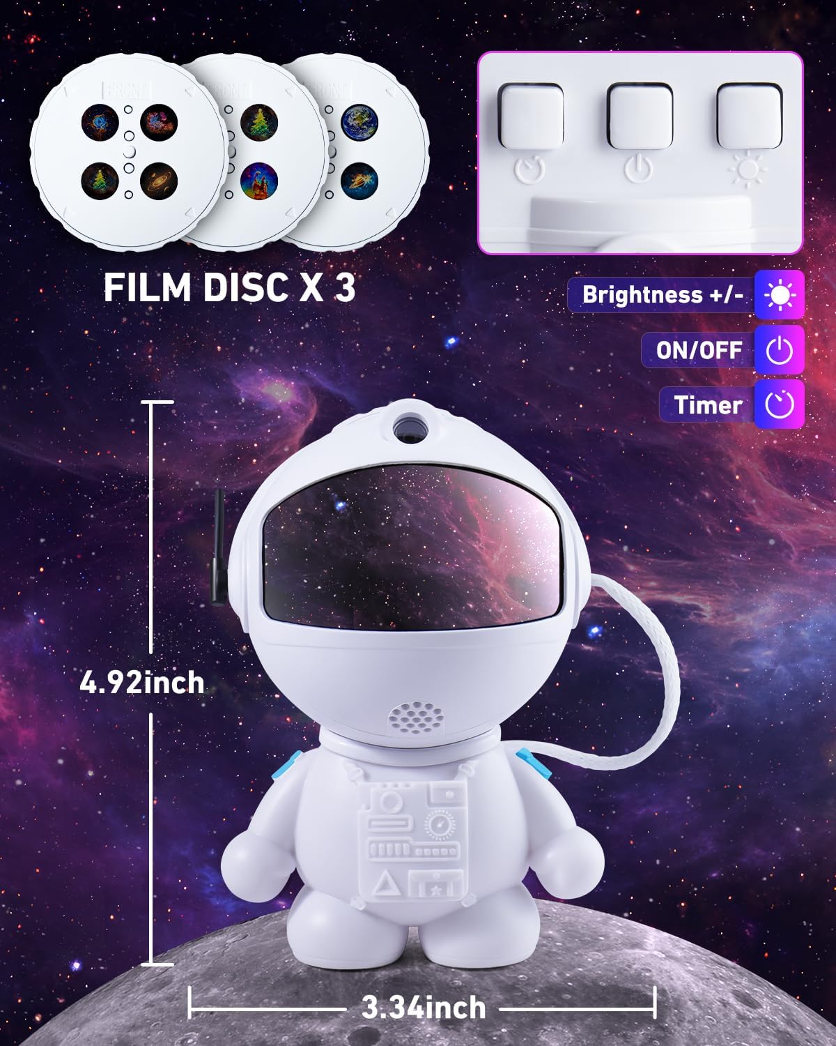 AstroLume Star Projector for Children Bedroom – Safe USB-C Night Light with 360° Rotating Magnetic Head for Boys and Girls