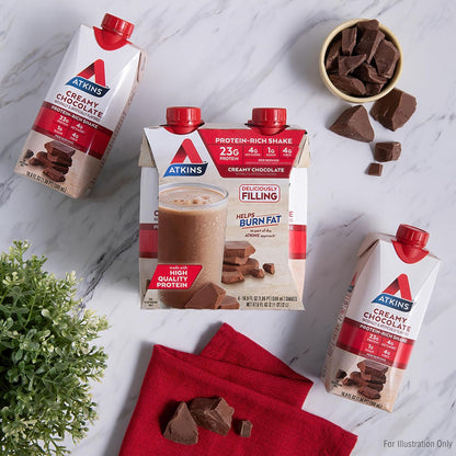Atkins Creamy Chocolate Protein Shake – Calming Low-Carb Companion for Wellness Rituals, 12 Count