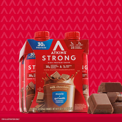 Atkins Strong High Protein Shake – Mindful Nutrition for Low-Carb Living, 1g Sugar Ready-to-Drink