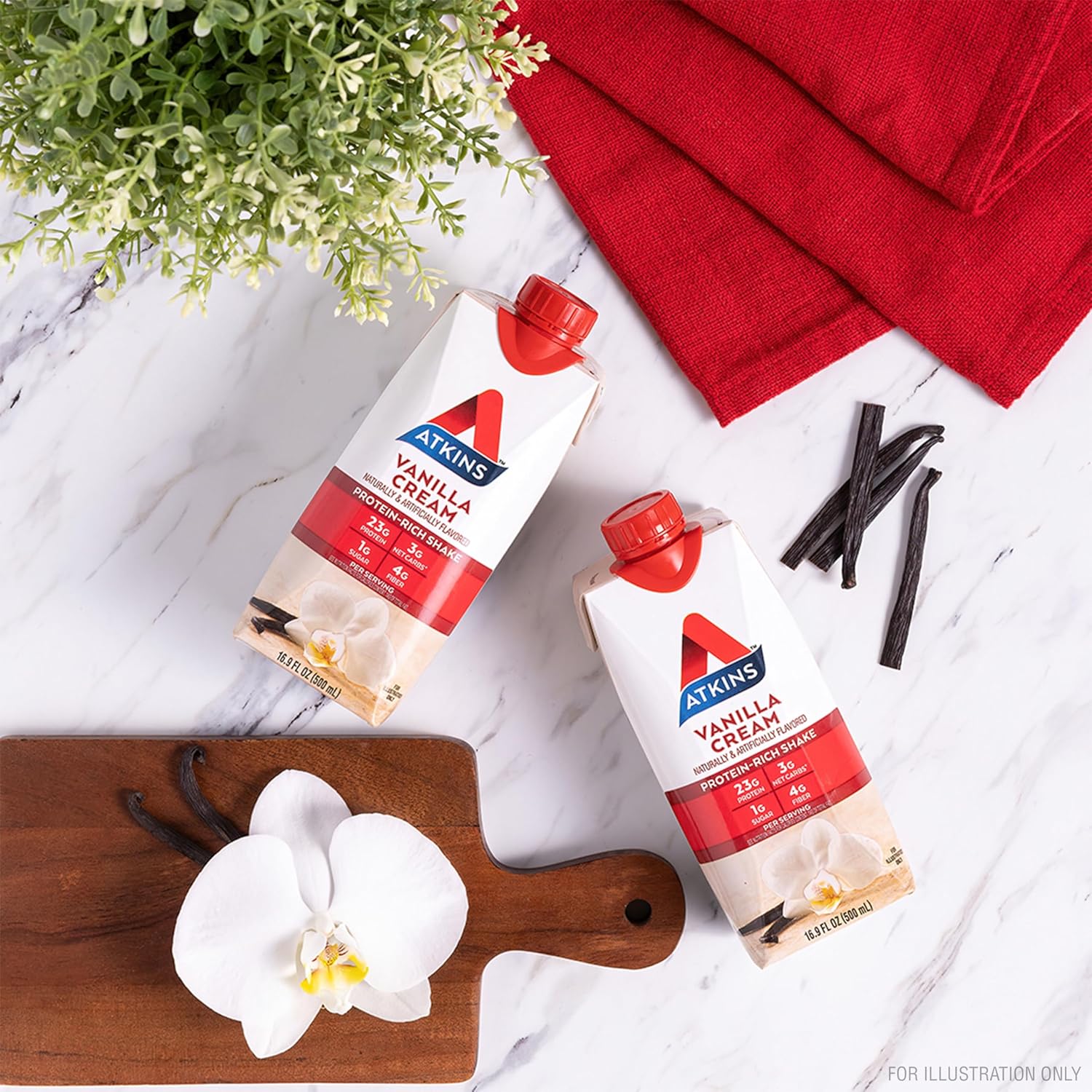 Atkins Vanilla Cream Meal Size Protein Shake – Office Lunch Solution for Busy Professionals, 3g Net Carbs Ready-to-Drink Keto Shake