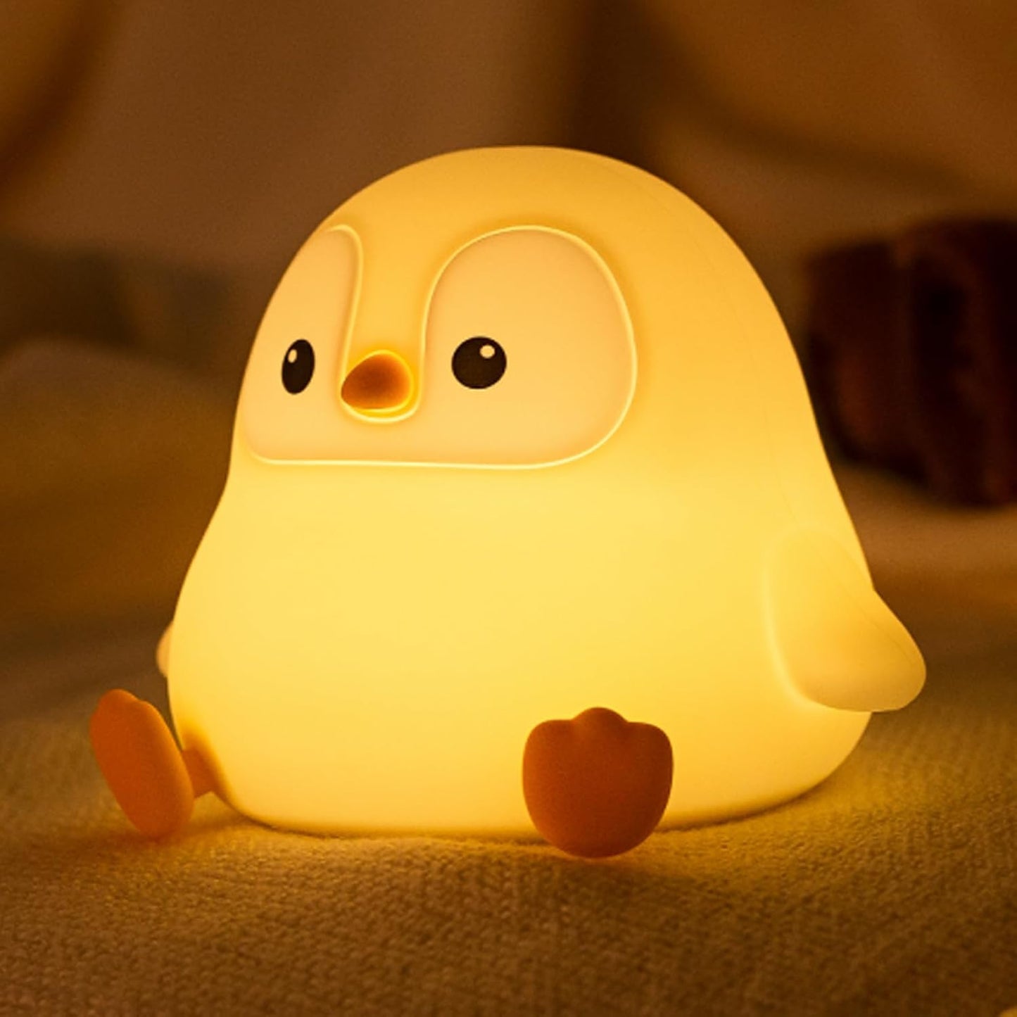 ATSUI Penguin Night Light – Adorable Birthday Gift for Kids and Animal Lovers, Squishy Silicone Lamp with Warm Glow